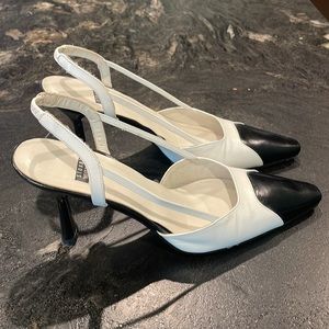 Stuart Weitzman black and white slingback pumps size 7 1/2 B